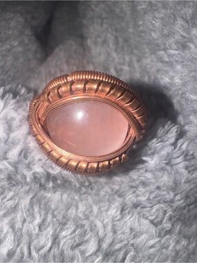 Rose Quartz and Copper eye 👁️ ring size 10